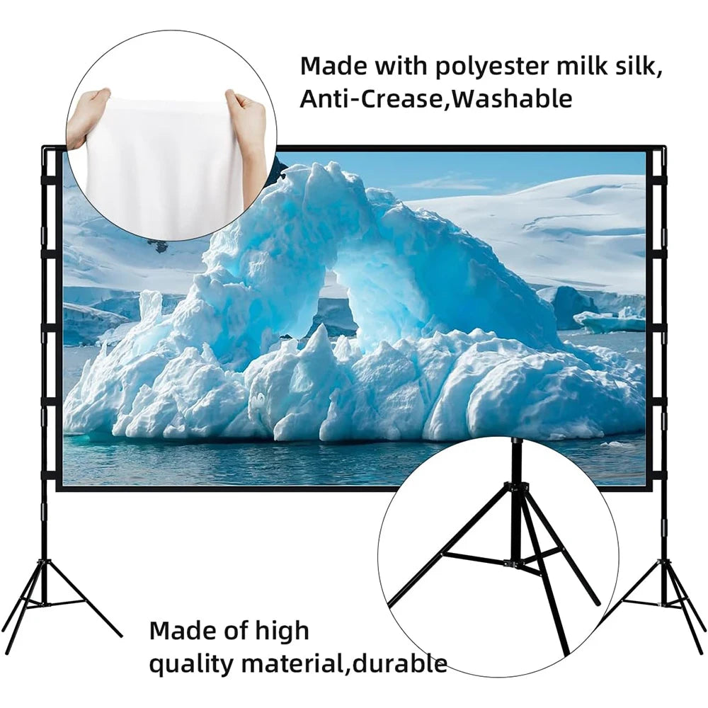 Veidadz - Beamer Scherm - Projector Screen - 100in - 16:9 - Projector Scherm - Projector Doek - Projector Scherm voor Beamer - Home Cinema Thuisbioscoop - Draagbare Beamer - Tripods - QUORE