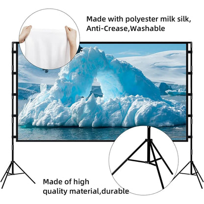 Veidadz - Beamer Scherm - Projector Screen - 100in - 16:9 - Projector Scherm - Projector Doek - Projector Scherm voor Beamer - Home Cinema Thuisbioscoop - Draagbare Beamer - Tripods - QUORE
