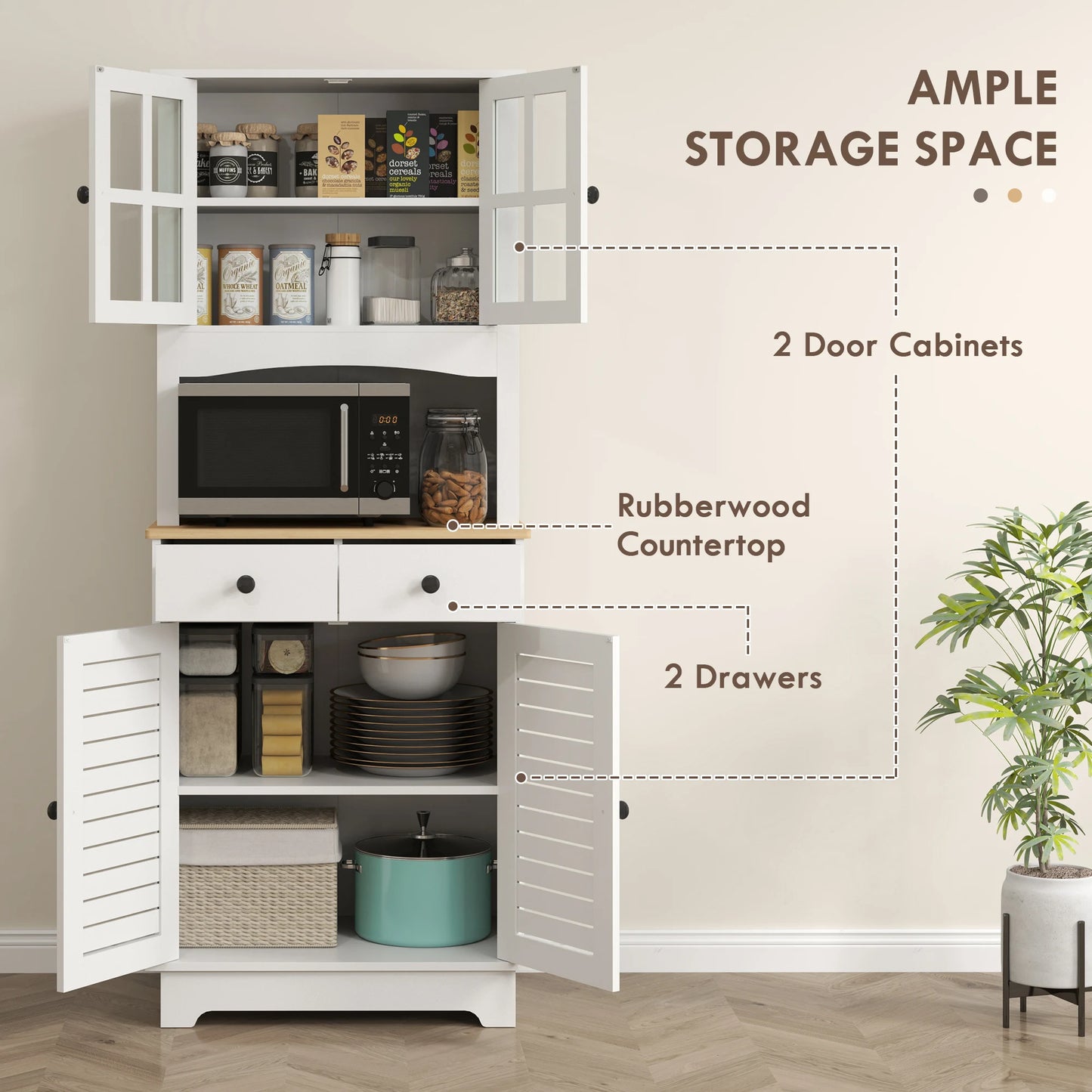 Keukenkast – Keukenmeubel – Buffetkast – Ovenkast – Magnetronkast – MDF & Spaanplaat – Verstelbare Planken – Antikantelbeveiliging - QUORE