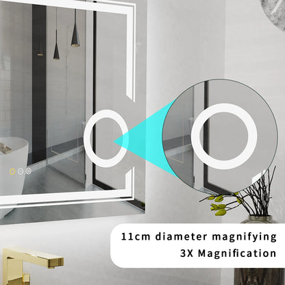 Badkamer Spiegel - LED - Wandspiegel - Wandmontage Vergrotende Spiegel - voor Badkamer - Toilet - Douche - Make-up en Scheren - 70x90cm - 3 Lichtkleuren - Waterdicht