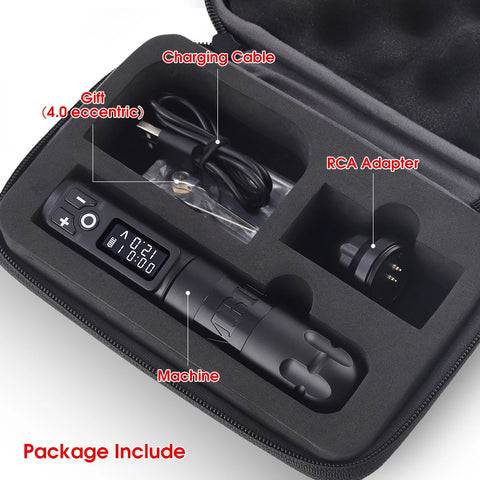 Tattoo Machine - Tattoo Pen - Tattoo Set - Complete set for beginners &amp; advanced - Tattoo Machine Pen - Adjustable stroke 4.5mm - 2400mAh - 12V - Black