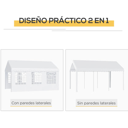 Jardin Tent Gazebo 6x4m - Pérgola con 6 Ventanas y 4 Paneles Laterales Extraíbles - Acero Galvanizado - Blanca