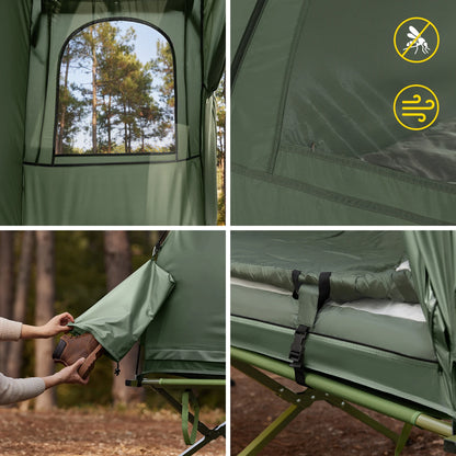 Outdoor Tent – Kampeertent – Slaapplaats – Tent Voor Buiten – Lichtgewicht Frame – Waterafstotende Tentstof – Ingebouwd Muskietennet - Grijs - QUORE