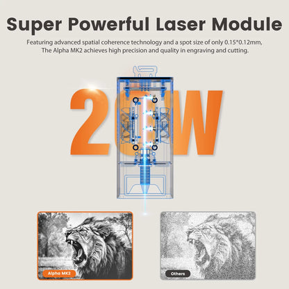 AlgoLaser Alpha MK2 20W Business Laser Engraver Machine Laser Cutter/Engraver with Air Pump 3.5" Smart Touch 2.0 AlgoOS System