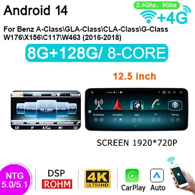 Carradio – Autoradio – Multimedia Systeem – Auto Stereo – Navigatie – Draadloos CarPlay – Android 14 Besturingssysteem – Groot 10,25/12,3 Inch HD Touchscreen – 8GB RAM 256GB Opslag - QUORE