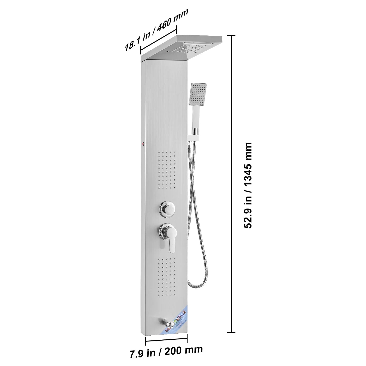 Douche - Regendouche - Douchewand - Douchekolom - Douchepanelen - LED Douchepaneel - 5-in-1 - RVS - Douchezuil met Massagejets - Zilver