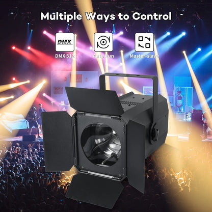 LED Par Light – LED Stage Light – DJ Licht – Theaterverlichting – Focusing Face Light – EU Plug 2PCS – 200W Dual-Color COB LED – Verstelbare Zoom 10-60° met DMX512