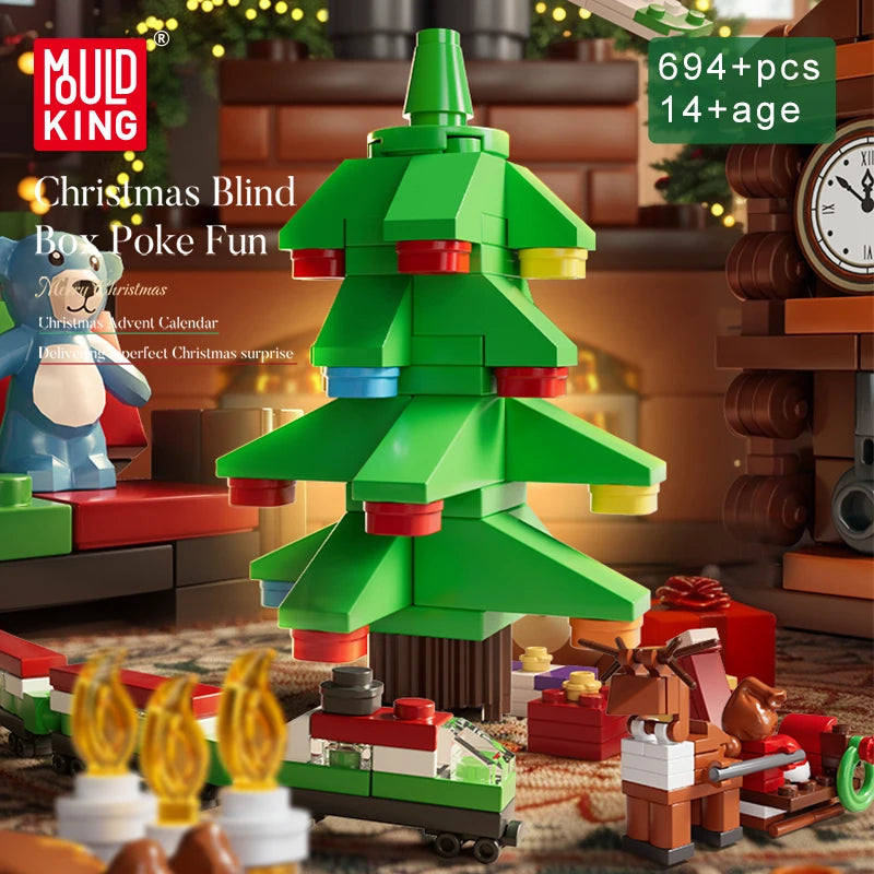 Advent Calendar - Christmas Advent Calendar - Die King - Christmas Building Block - Assembly Building Block Toys - Children's Christmas Gift - Toys - Playset - Red Box