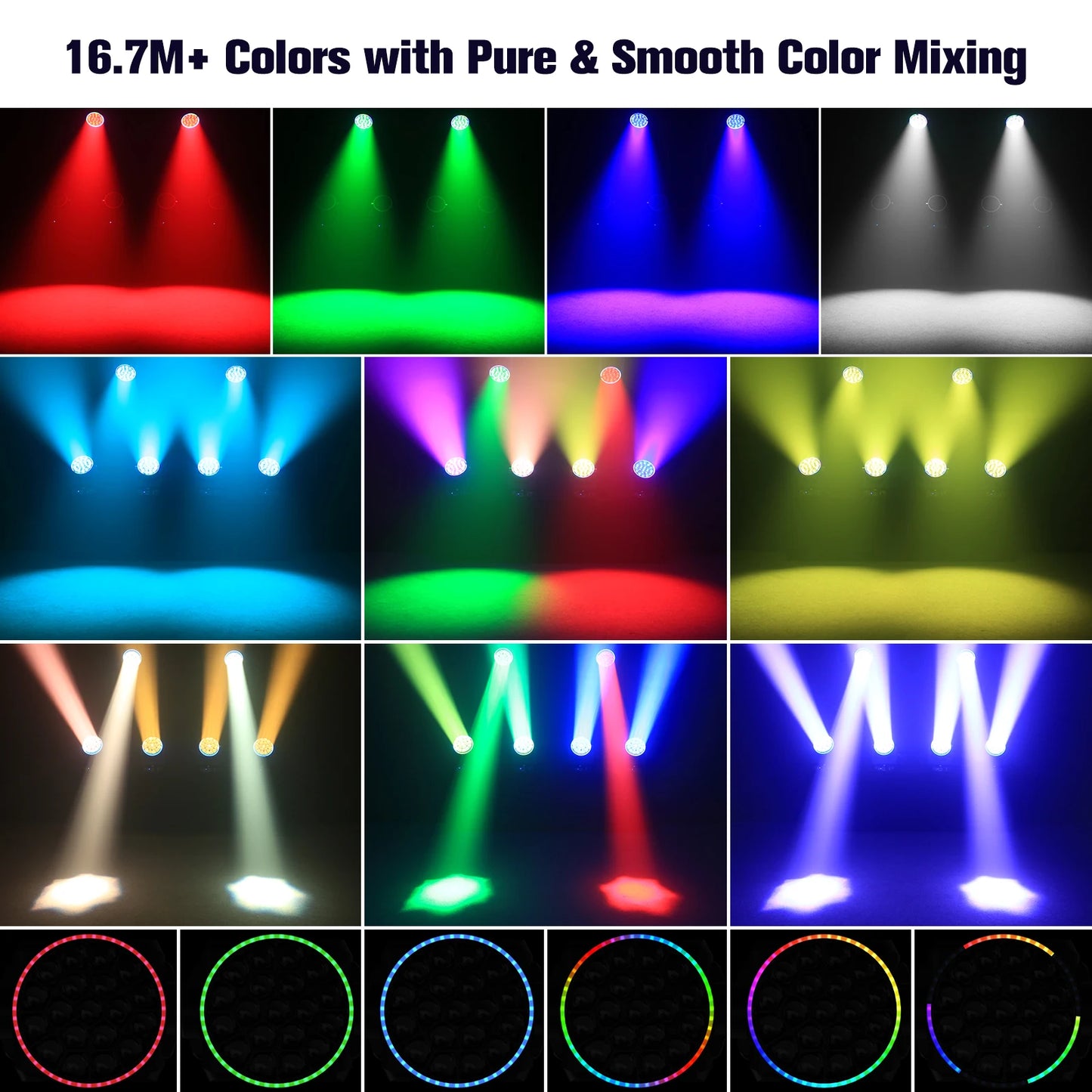 RGBW Moving Head Licht – LED Moving Head – Stage Light – DJ Licht – Disco Verlichting – Upgraded EU Plug – 19x15W LED Met 540° Pan & Elektronische Zoom
