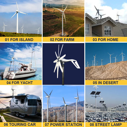 Windturbine - Windmolen - Windturbine Generator - Windenergie - Horizontale As - 3000W - 12V - Met vrije controle - 6 Messen - Stille en Efficiënte Energieoplossing - voor Thuisgebruik