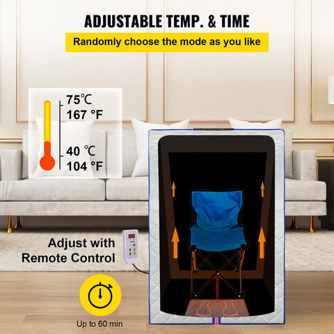 Vevor - Mobile Sauna - Mobile Spa - Including folding chair - Portable Sauna Cabin - Foldable Sauna - Portable Steam Cabin - Sauna Tent - Infrared Sauna - 220V - White