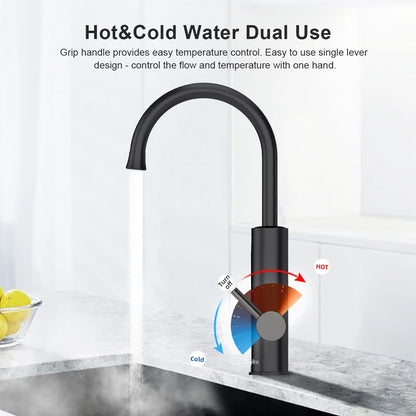 Kraan - Keukenkraan - Elektrische Instant  Waterverhitter Kraan - Thermostaatkraan - 220V - RVS Verwarmde Kraan met Universele Adapter - Geborsteld Zilver