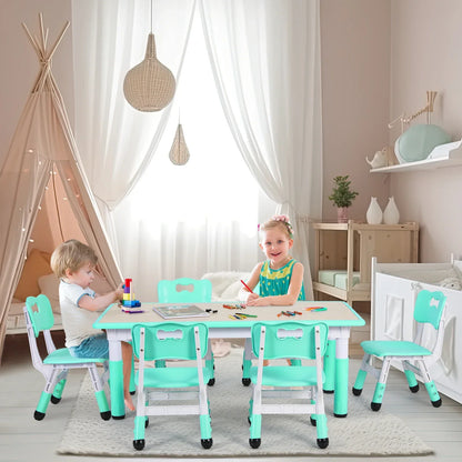 Kinder Tafel – Kindertafel – Speeltafel – Knutseltafel – Verstelbare Stoelenset – Verstelbare Hoogte – Stevige Balkconstructie - QUORE