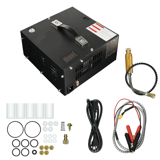 Luchtcompressor - Luchtcompressor Bandenpomp - Airpress Compressor - Hogedrukpomp - 4500Psi PCP - 300Bar - 220V - met Ingebouwde 12V Draagbare Stroomadapter Ventilator