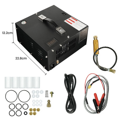 Luchtcompressor - Draagbare Luchtcompressor - Airpress Compressor - 300Bar - 4500Psi PCP - 110V - met Ingebouwde Transformator - voor Duiktankluchtgeweer - QUORE