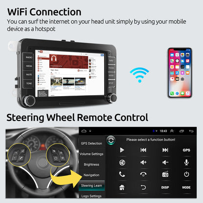 Multimedia Autoradio - Android Autoradio - Draadloze - Universeel Multimedia Systeem - CarPlay - GPS Navigatie - Bluetooth - 9" - Touchscreen - 64G - QUORE