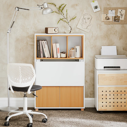 Inklapbare Schrijftafel – Bureau – Computer Tafel – Laptoptafel – Werktafel – Wit – Ruimtebesparend – MDF E1 Materiaal