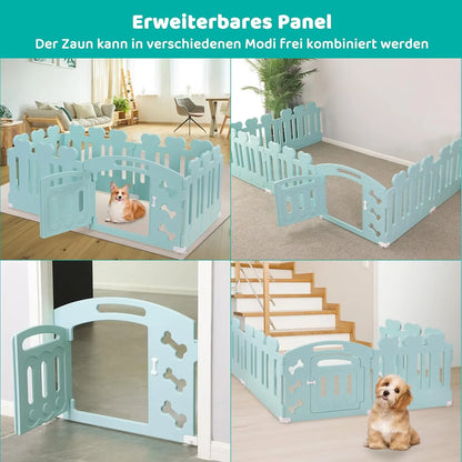 Dog Pen, H60cm, 3/5/7+1 Panels, with Lockable Door, Recycled Plastic,Puppy Enclosure,For Rabbit Runs, Indoors, Outdoors, Playpen - QUORE