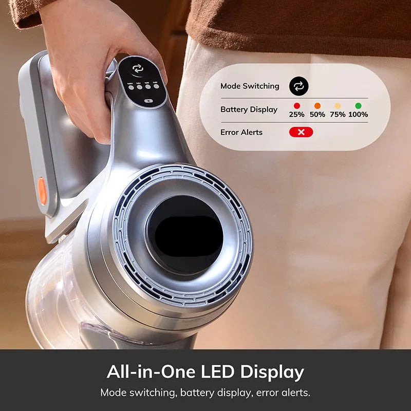 Steelstofzuiger - Vacuum Cleaner - Draadloze Stofzuiger- Kruimeldief Snoerloos - met 21kPa Zuigkracht - Handstofzuiger - LED-Verlichting, 40 Min. Gebruiksduur, 1.2L Stofreservoir