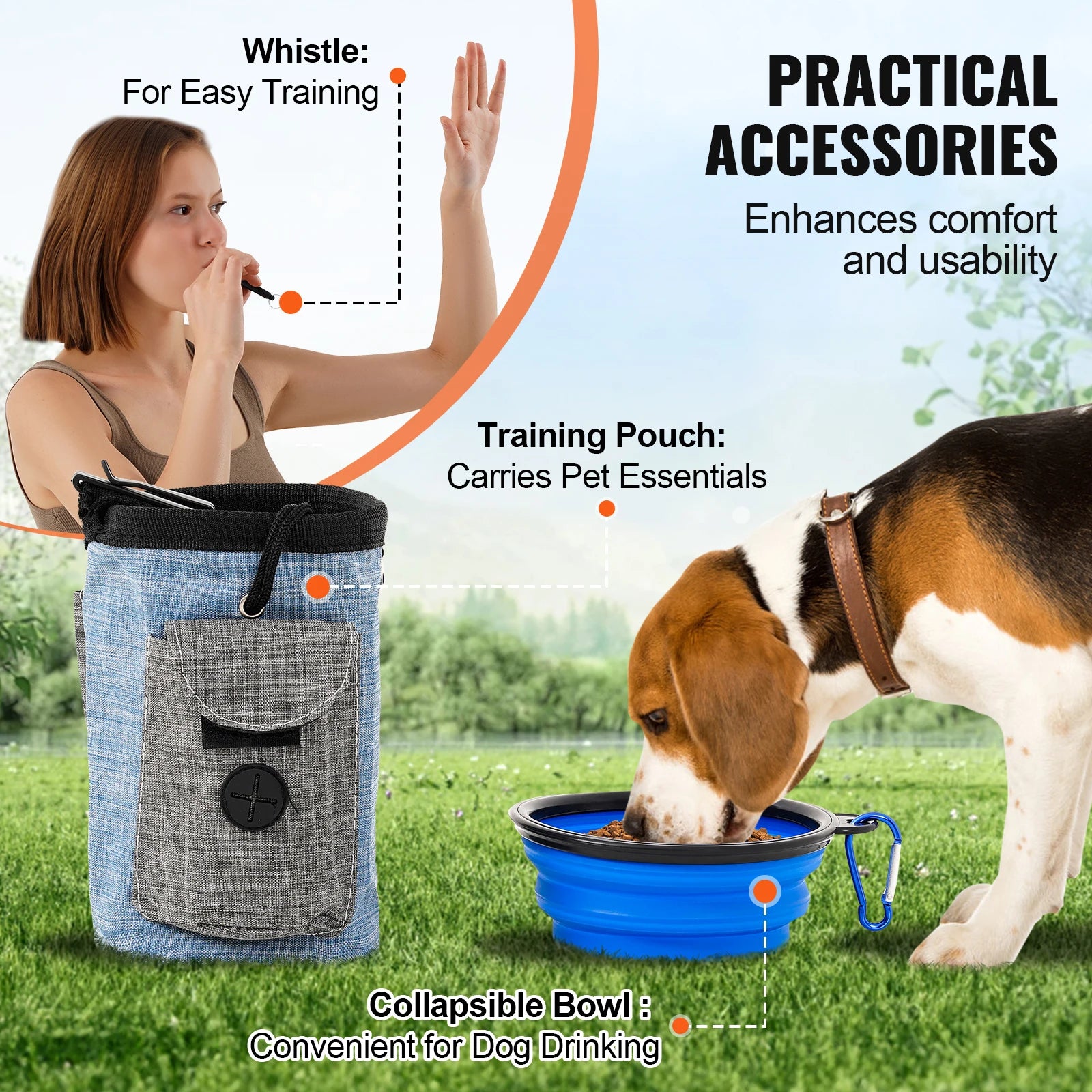 Hondentrainingsset - Honden Agility Set - Behendigheids training voor de hond - Slalom - Horde - Hondentunnel - Tunnel - Beloningszakje - 5 Delig - Obstacle Parcours met Draagtas – Basis Set - QUORE