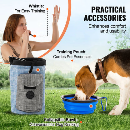 Hondentrainingsset - Honden Agility Set - Behendigheids training voor de hond - Slalom - Horde - Hondentunnel - Tunnel - Beloningszakje - 5 Delig - Obstacle Parcours met Draagtas – Basis Set - QUORE
