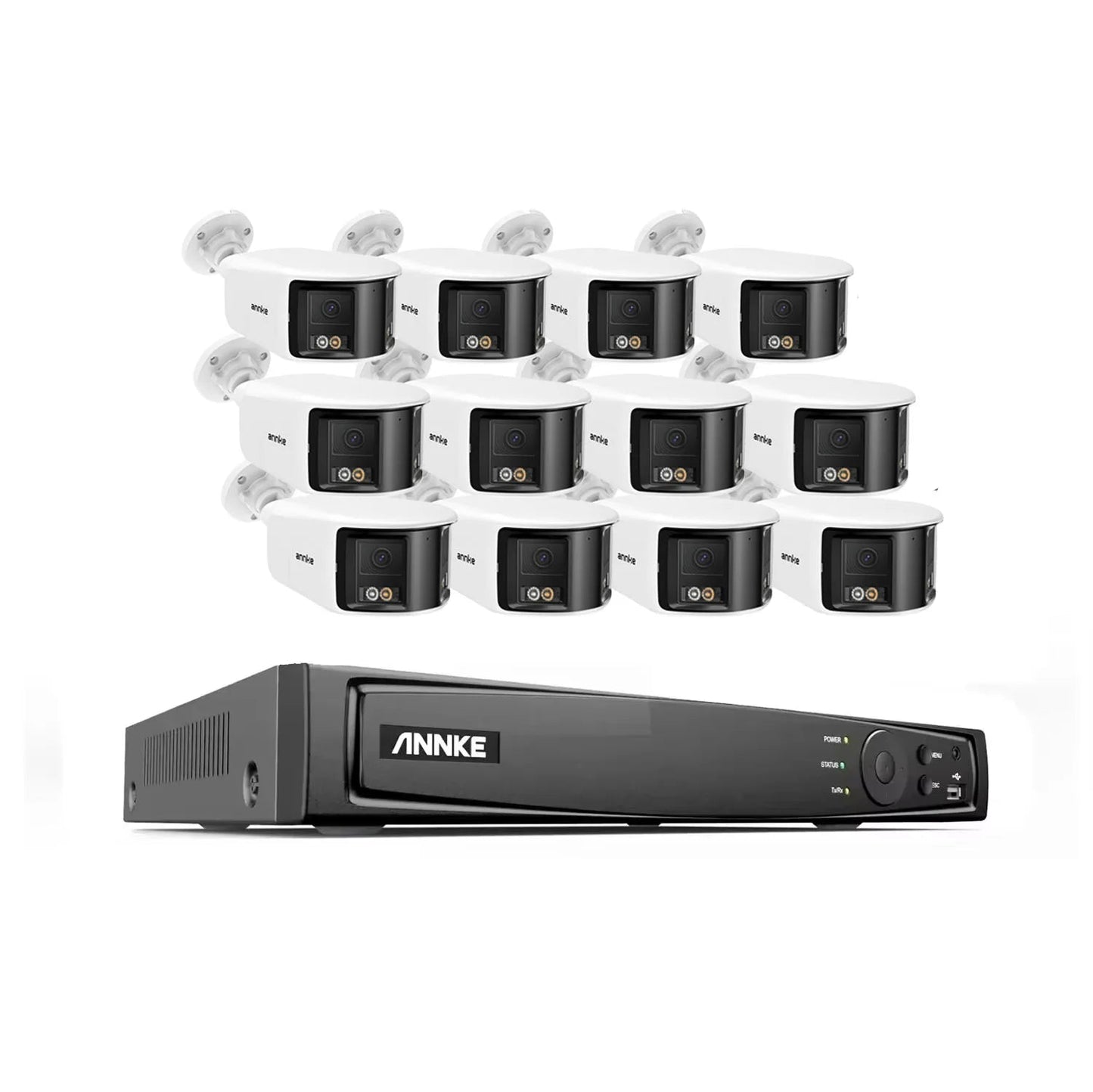 16-kanaals Beveiligingssysteem – NVR Bewakingsset – IP Camera Systeem – Dome Camera – CCTV Camera – 8MP 4K Resolutie – 180° Ultrabreed Dual-Lens