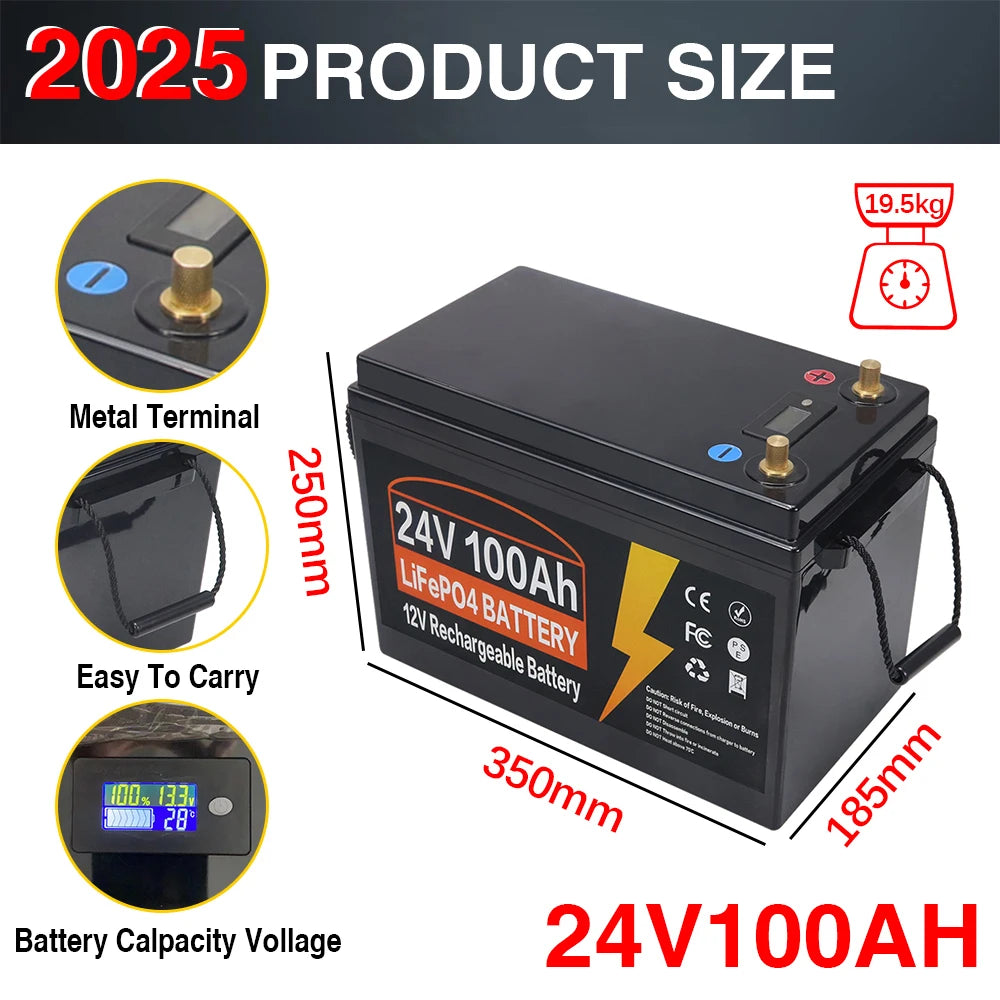 LiFePO4 Accu – Lithium Batterij – Lithium-ijzerfosfaat Accu – 12V Accu – Backup Accu – 150Ah Capaciteit – Ingebouwd BMS – 10.000 Cycli Levensduur