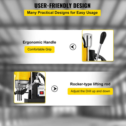 Drill Machine - Magnetic Core Drill Machine - Magnetic Drill Machine - Electric Magnetic Drill Machine - 1100W - 40mm Bore Diameter - 2810 LBS Magnetic Drilling System