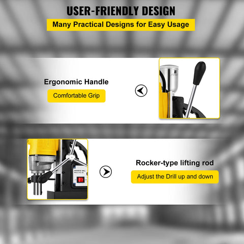 Drill Machine - Magnetic Core Drill Machine - Magnetic Drill Machine - Electric Magnetic Drill Machine - 1100W - 40mm Bore Diameter - 2810 LBS Magnetic Drilling System