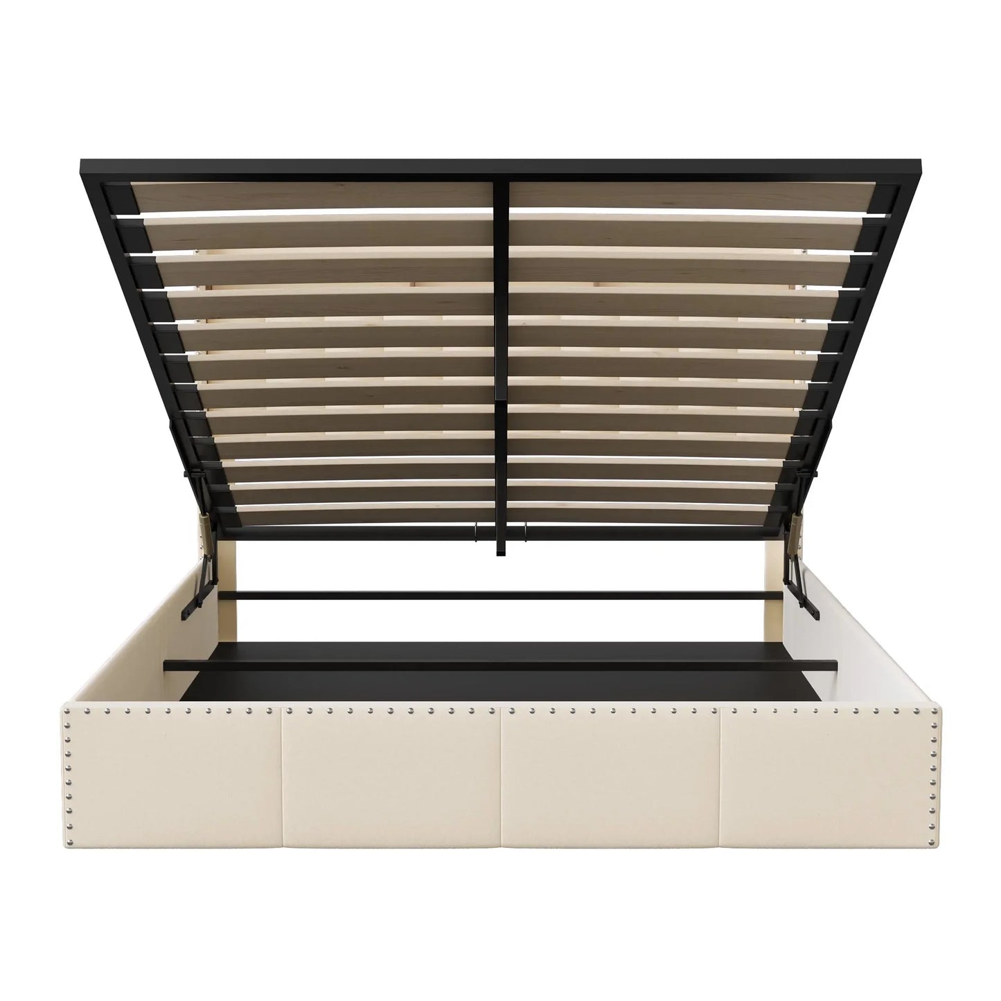 Opbergbed – Opbergboxspring – Gestoffeerd Bed – Bed Met Lade – Velvet Hoofdbord – LED Verlichting – USB Poorten - 160 x 200 cm - Beige