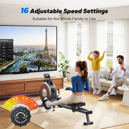 Roeitrainer – Roeimachine – Fitnessapparaat – Thuistrainer – Magnetisch Weerstandssysteem – 16 Weerstandsniveaus – Ergonomische Zitting