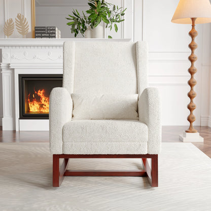 Schommelstoel – Rocking Chair – Relaxstoel – Lounge Stoel – Woonkamer Stoel – Houten Onderstel – 2 Zijzakken – Draagvermogen 150 kg