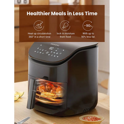 Air Fryer - Airfryer Oven - Hot air fryer - 5.5L - 220-240V - PFAS-free - Fast cooking time - Smokeless cooking - Smart Oil Free Air Fryer - App &amp; Voice Control - 1700W - Air Fryers Oven &amp; Oilless Cooker - Black