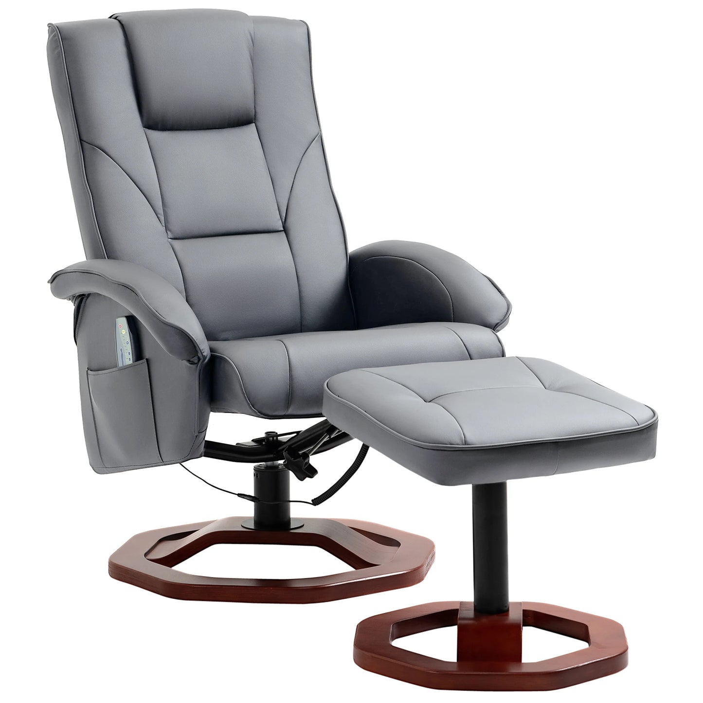Massagestoel – Relaxstoel – Massagefauteuil – Ontspanningsstoel – Voetenbank – 10 Massagepunten – Verstelbare Rugleuning Kunstleer - Donkergrijs