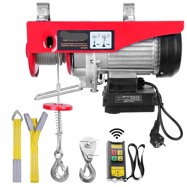 Kabeltakel - Elektrische lier - Elektrische Takel - Hijskraan - Kabeltakel Lier - voor Boot Auto Garage Lift - Draadloos 800kg - Rood