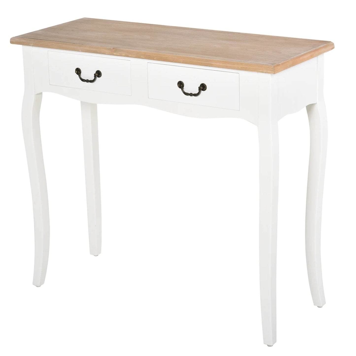 Console – Sidetable – Halmeubel – Opbergmeubel – Compact – Dennenhout – 2 Laden - QUORE