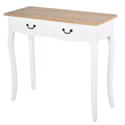Console – Sidetable – Halmeubel – Opbergmeubel – Compact – Dennenhout – 2 Laden - QUORE