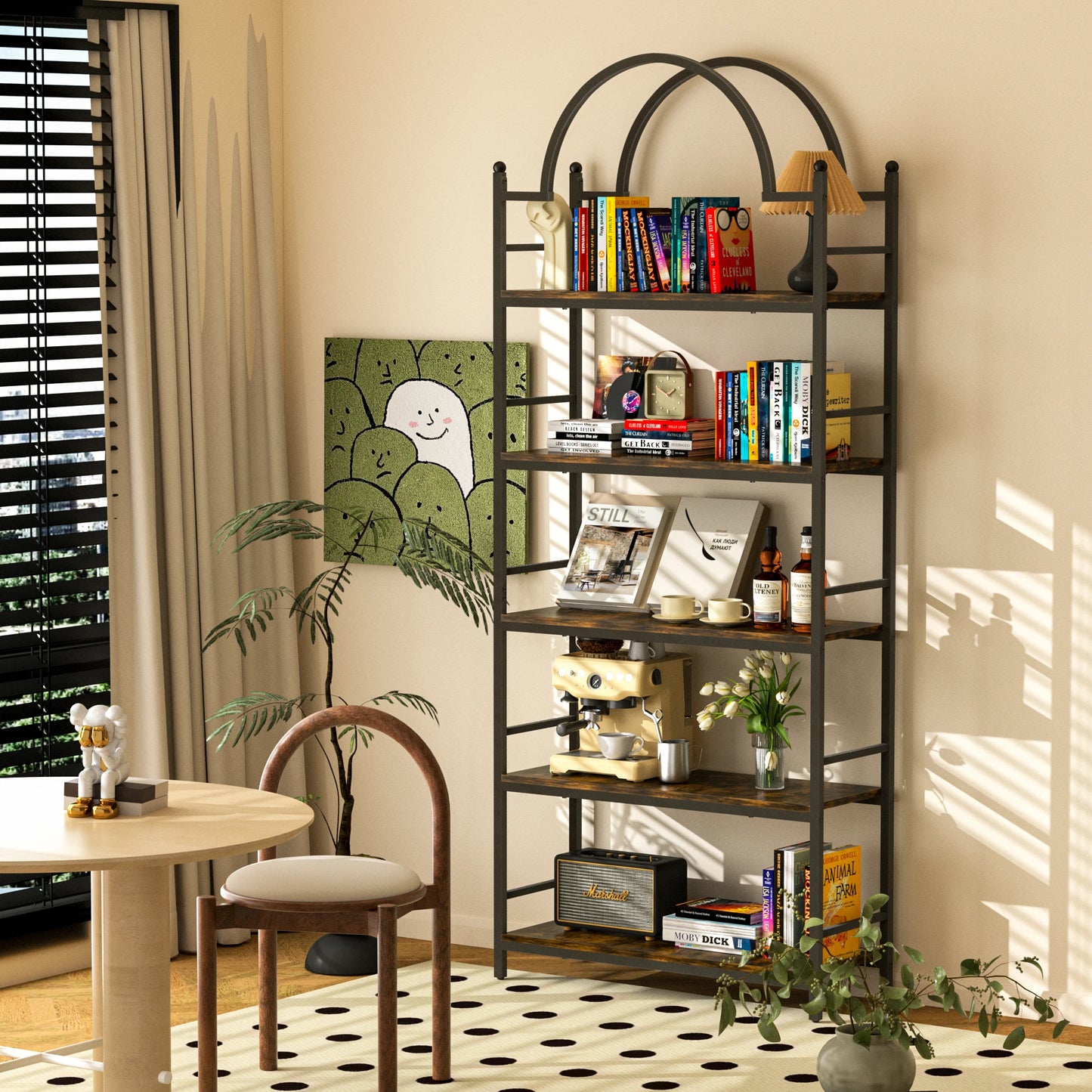 Boekenrek - Boekenkast - Kast - 5-Tier Boekenkasten - Kasten Woonkamer - Metaal Plantenstandaard - Ladder Boekenkast Keuken Opbergplank - Bloempot Display Rek -  voor Tuin, Balkon