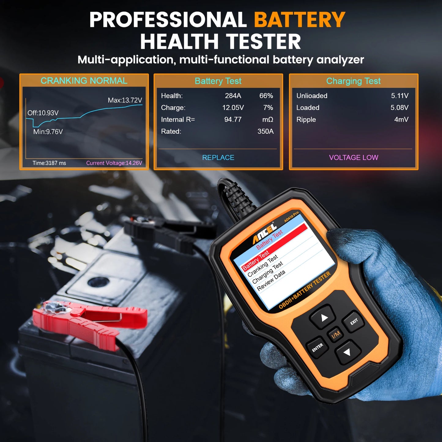 OBD Scanner - OBD2 - Auto Scanner - Auto uitlezen - Diagnose Apparatuur voor Auto's - Code Reader - Battery Test - Check Engine - Volledige OBD2 Functies - Diagnose Tool - Autoscanner