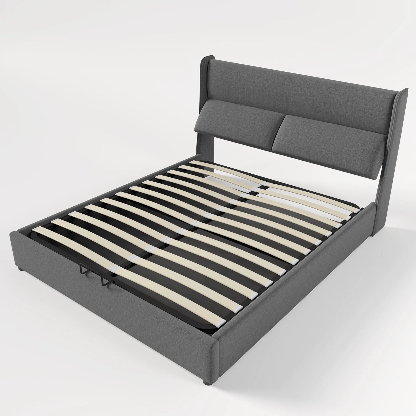 Bedbank – Slaapbank – Sofa Bed – Logeerbed – Kinderbed – Fluwelen Bekleding – Lattenbodem – 90x200 cm – Donkergrijs – Knoop- en Spijkerdetail – Stevige Houten Poten - QUORE