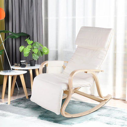 Schommelstoel - Relaxstoel - Fauteuil - Voedingsstoel - met Armleuningen en Voetensteun voor Slaapkamer en Woonkamer - Grijs