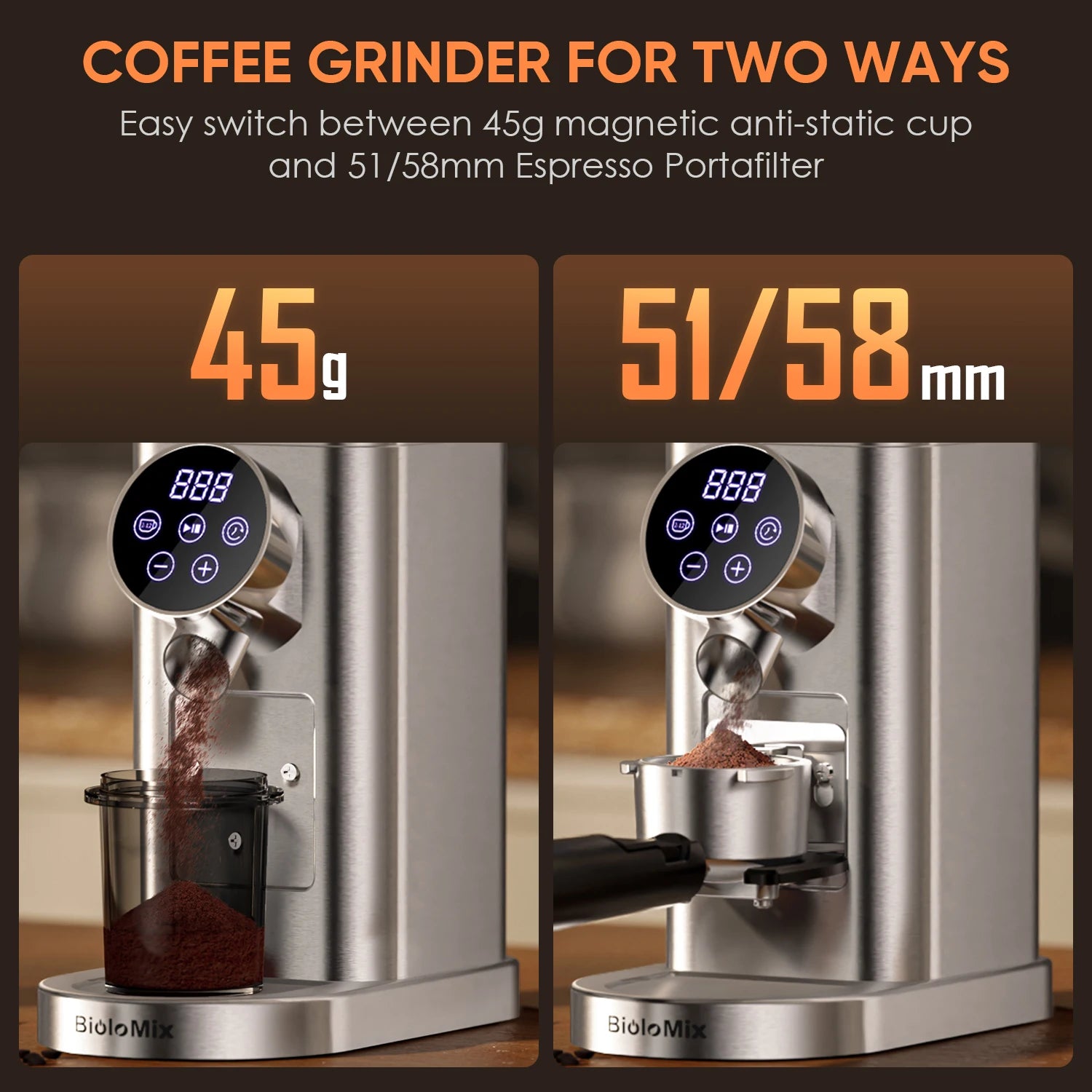 Koffiemolen - Koffiemolen Electrisch - Automatische Koffiemolen - Automatische Burr Koffiemolen - 48 Maalinstellingen – Instelbaar voor Espresso & American Coffee - QUORE