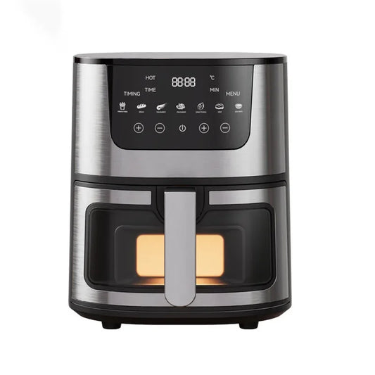 Digitale Airfryer - PFAS vrij - Groot 7 Liter - 1400W - Heteluchtfriteuse - Zwart - Digital screen - Inclusief in hoogte verstelbaar Grillrack - Elektrische friteuse - LED-aanraakbediening - Slimme multifunctionele heteluchtoven - QUORE