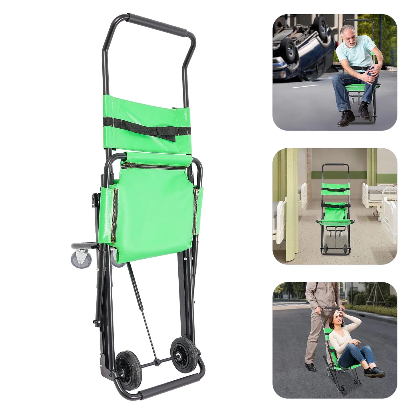 Opvouwbare Trapstoel – Noodtrapstoel – Evacuatiestoel – Transportstoel – Rolstoel Trap – Lichtgewicht Aluminium – Draagvermogen 159 kg - Zwart & Grijs