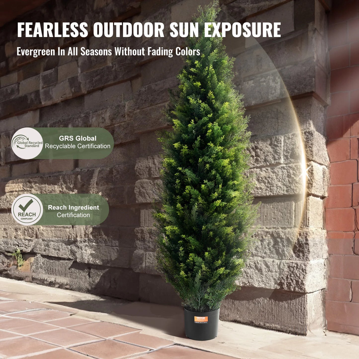 Kunstplant - Kunstplanten voor Binnen en Buiten - Kunstmatige Cedar - Topiary Boom - 91 cm - E Evergreen Sierboom voor Huisdecoratie - Kunsthaag