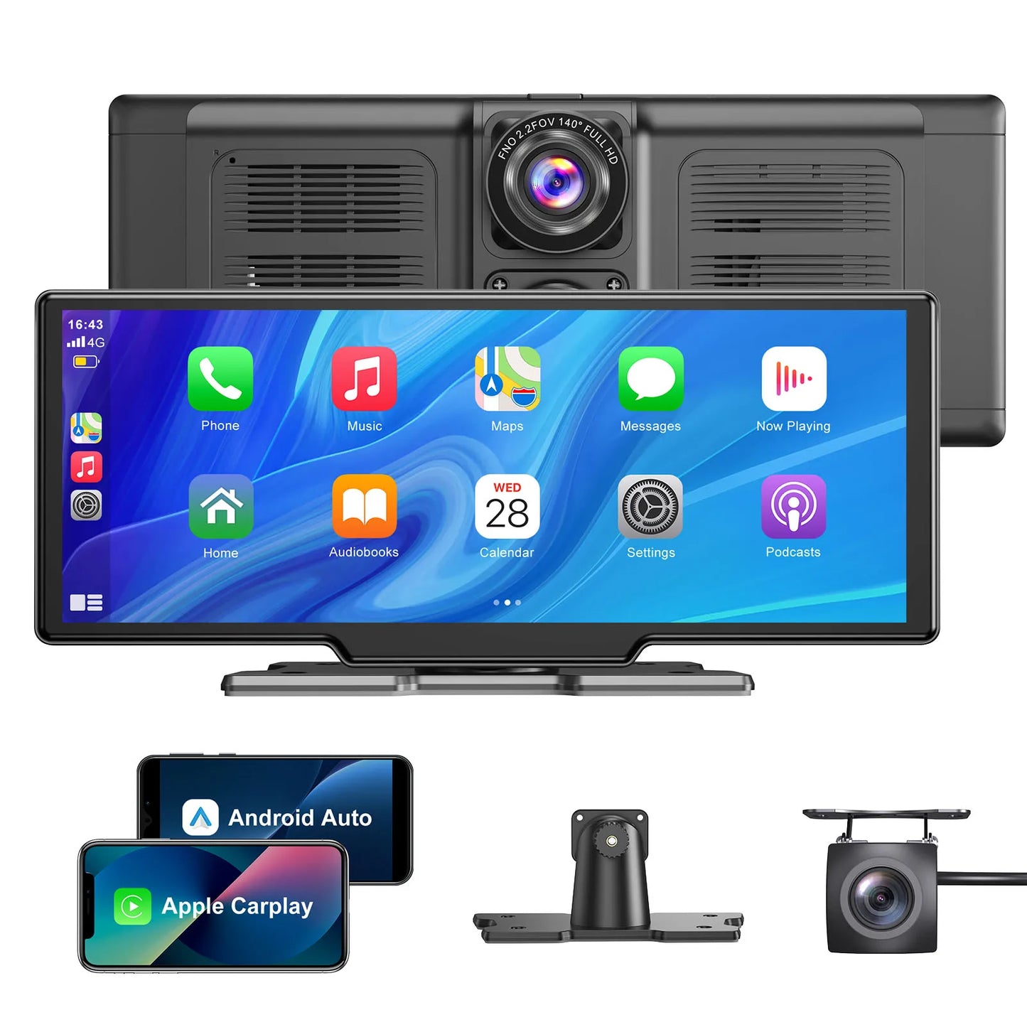 Navigatiesysteem Auto - Dashcam voor auto - GPS Navigatie - Draadloze - 4K DVR - Bluetooth Audio - ADAS Systeem - 10.26" - Achteruitrijcamera - Touchscreen