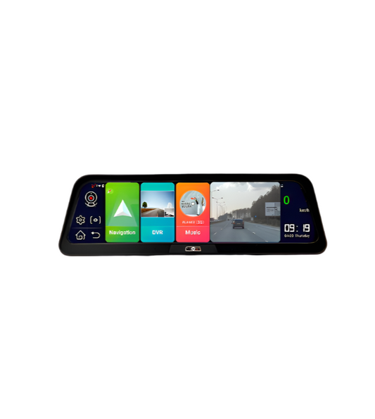 Dashcam voor Auto - 10" 4G ADAS Dashcam - GPS Navigatie & Dual Lens Achteruitrijcamera - 15m Achtercamera - Geen Geheugenkaart - Zwart