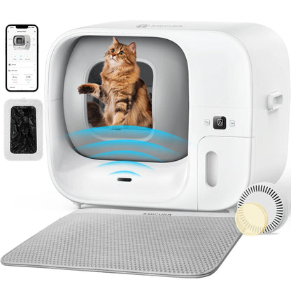 Automatische Kattenbak – Slimme Kattenbak – Zelfreinigende Bak – Geurneutraliserende Kattenbak – 60 Liter Inhoud – App Bediening