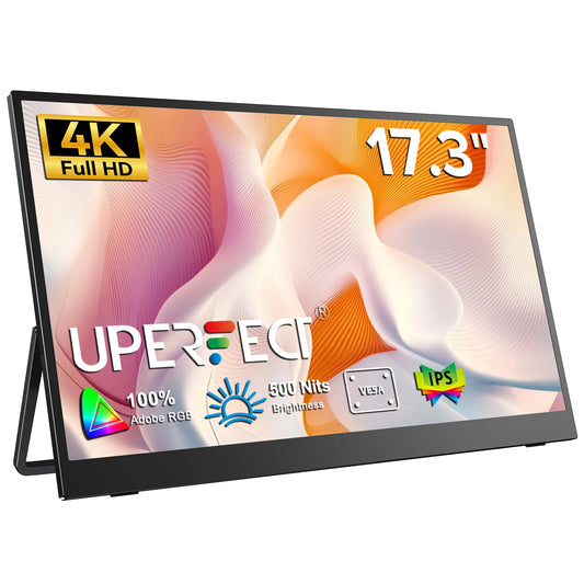 17,3 Inch 4K Portable Monitor – Draagbaar Scherm – Extern Display – Gaming Monitor – UHD Monitor – 4K UHD Resolutie – 500 Nit Helderheid – IPS Paneel met HDR10 & FreeSync