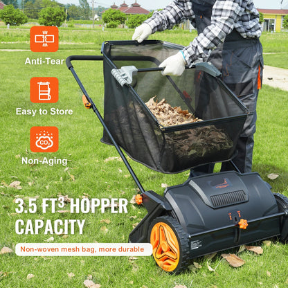 Vevor - Push Lawn Sweeper - Grass Trimmers - Hand Mower - 21inch - Leaf Grass Collector - with Large Capacity Mesh - Robust Steel Lawn Sweeper - Black